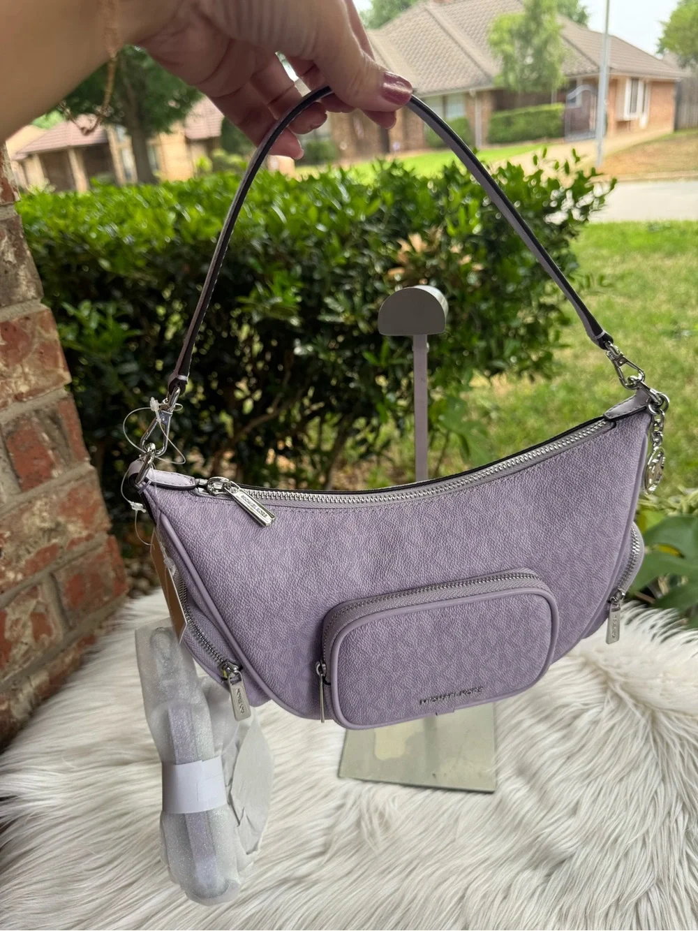 Michael Kors Lavender Saffiano Crescent Shoulder Bag